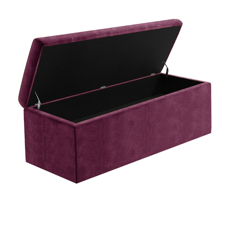 Safar Large Ottoman Storage Box with Plain Lid - Naples Upholstered Blanket Box - Multi- Functional Storage Box, Purple Naple
