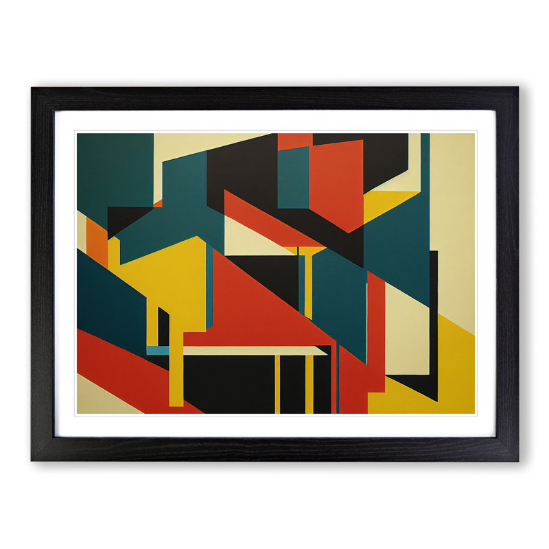 Abstract Bauhaus Art Vol.2 - Single Picture Frame Print, 46cm H x 64cm W x 2cm D, Black Framed