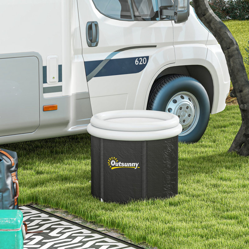 Outsunny Ice Bath Tub, 79 Gallon Outdoor Portable Cold Plunge Tub With Thermo Lid, Cover And Carry Bag For Athletes Recovery And Cold Water Therapy, Black