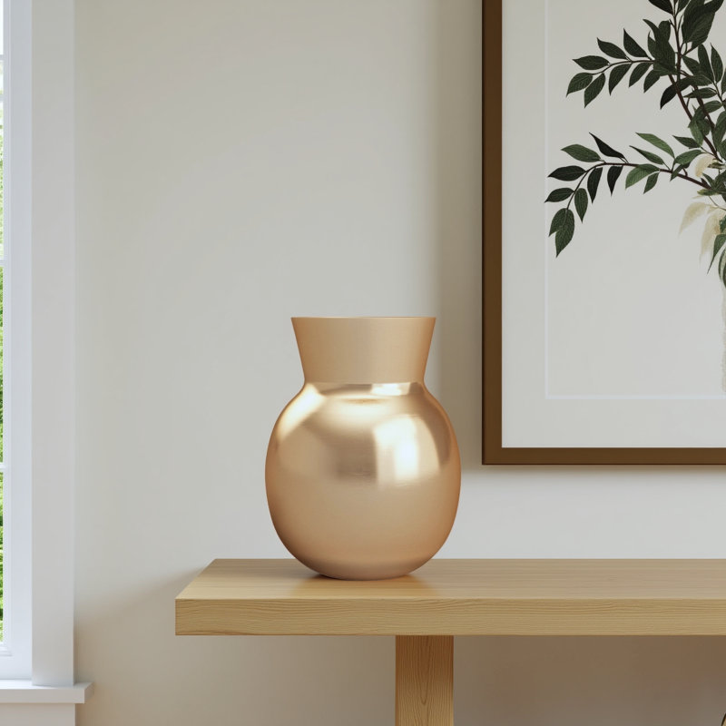 Corla Handmade Metal Table Vase, 8" H x 6.5" W x 6.5" D