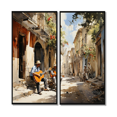 «Cuba Rhythms Street II», ensemble d'art mural sur toile côtière