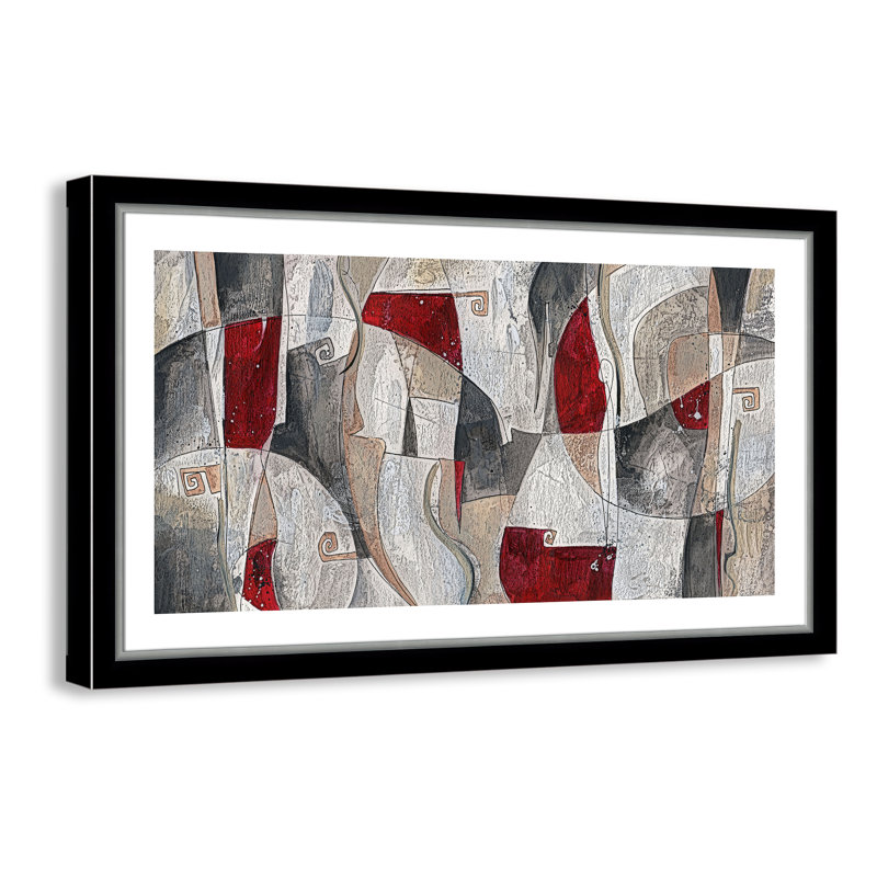 Carmit 'Red Rock' Framed Acrylic Painting Print, Black and Silver, 24.5" H x 44.5" W x 1.125" D