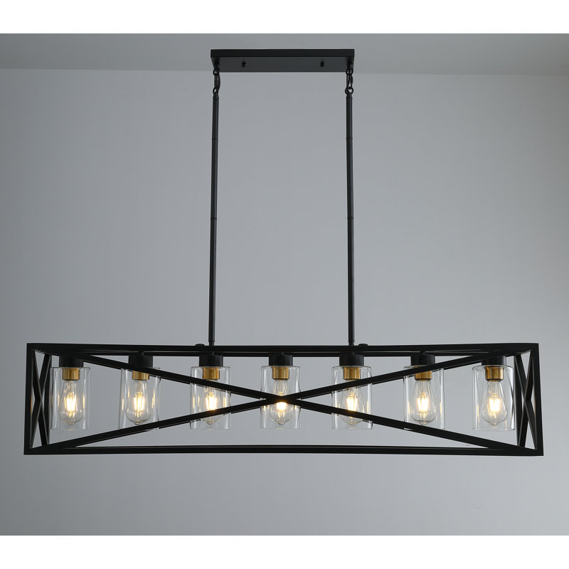Lustre carré / rectangulaire à abat-jour unique à 7 lumières Yume