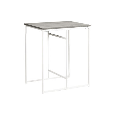 Table rectangulaire contemporaine 32 po, hauteur comptoir, stratifié gris, métal blanc fiable, ajout de cuisine à hauteur d'élégance