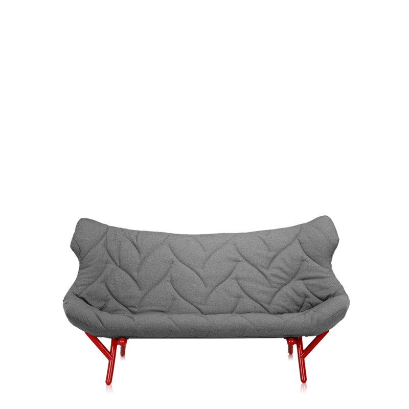 Causeuse Foliage, Gris Trevira ™, Rouge