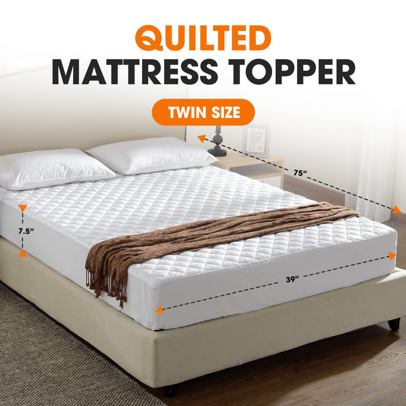 White Quilted Twin Microfiber Mattress Pad Protector
