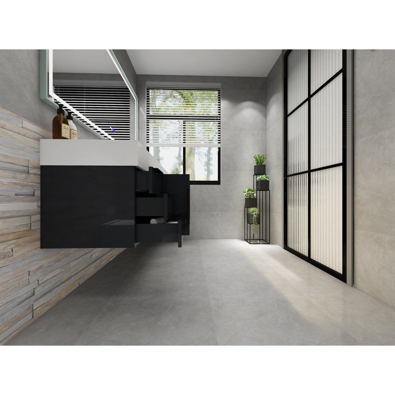 Jessica 72'' Wall-Mounted Single Bathroom Vanity, Gloss Gray
