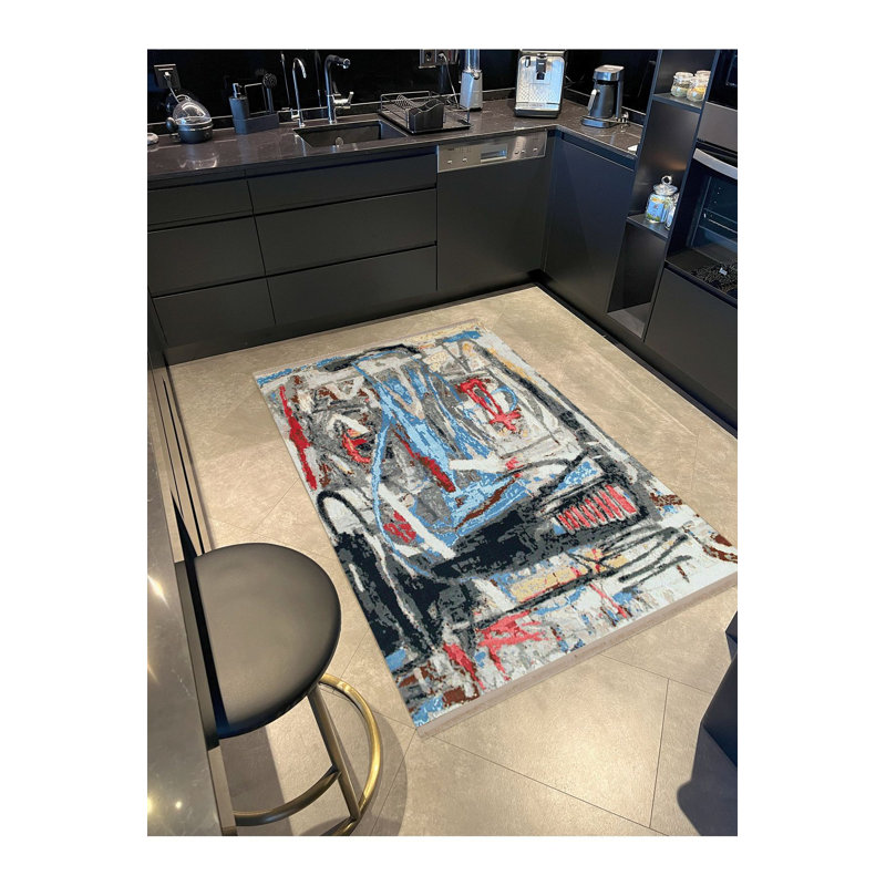 Tapis décoratif multicolore à motif abstrait multicolore de la collection Barcelona, Tapis de couloir 3 pi 3 po x 9 pi 10 po