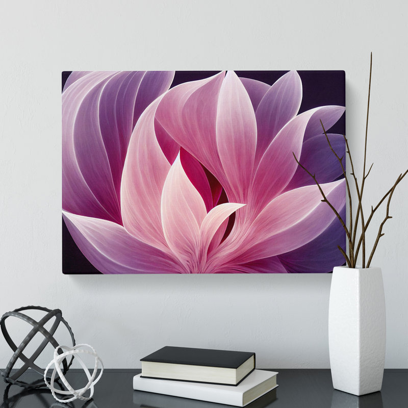 Unreal Modern Flower Art Abstract - Wrapped Canvas Print, 40cm H x 60cm W x 3cm D