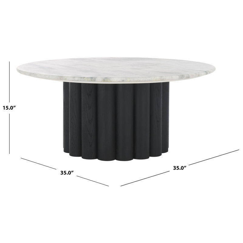 Roxiella Round Coffee Table, Black, White
