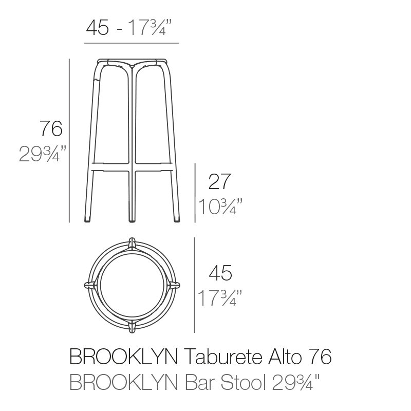 Brooklyn Bar Stool (Indoor/Outdoor), Bar Stool (29.75'' Seat Height), Black