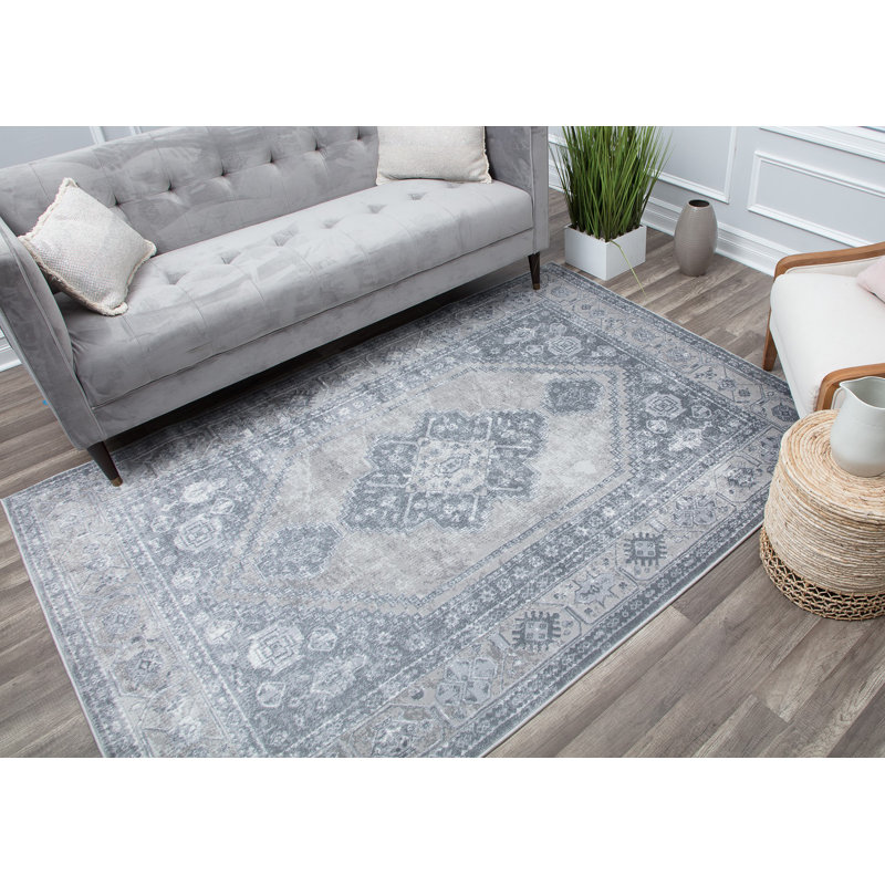 Elliana Vintage Greywash Area Rug, Rectangle 5' x 7'