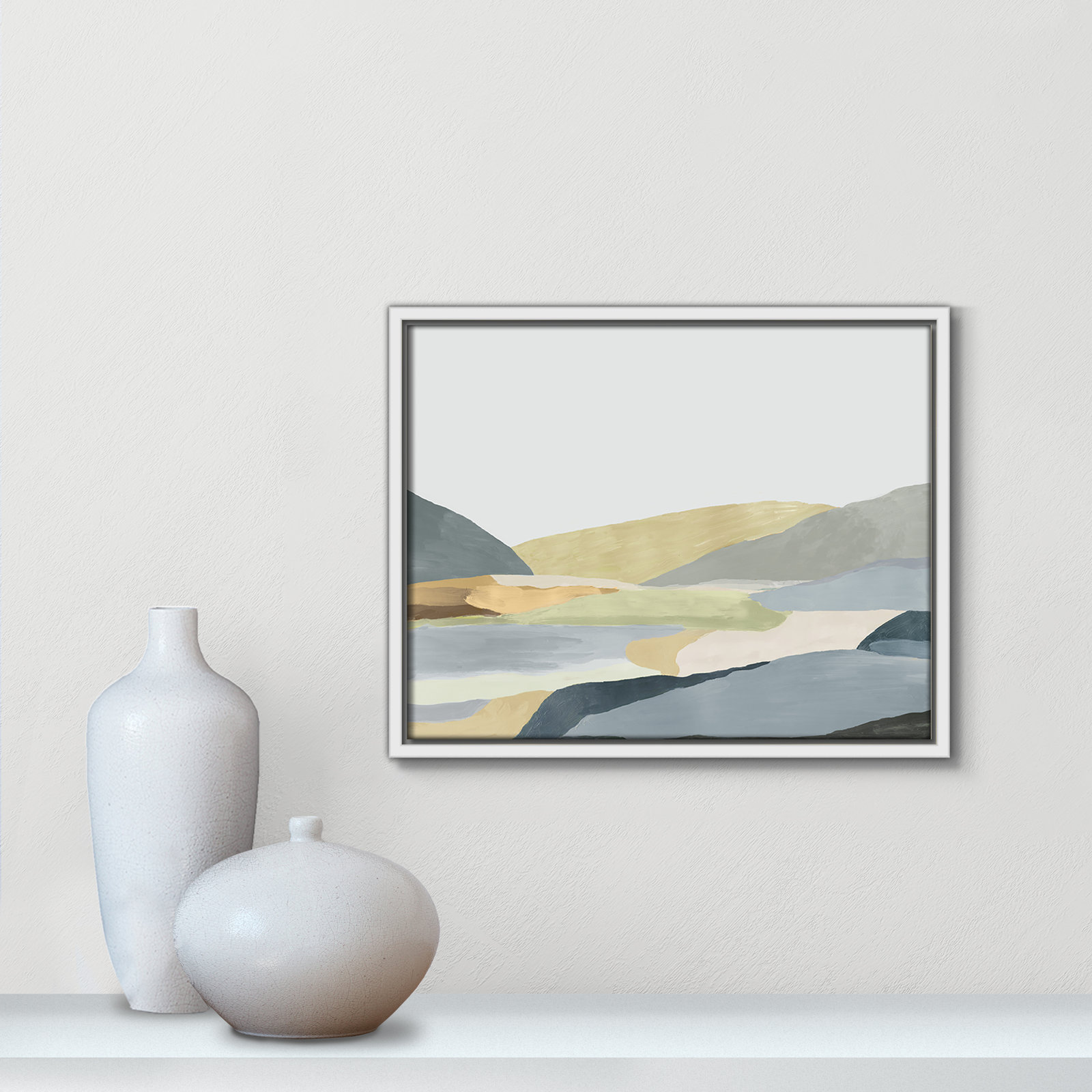 Blair "Warm Hills II" Painting, White Canvas, 12.5" H x 15.5" W x 2" D
