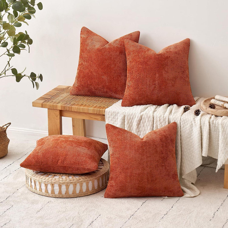 Paquet de 2 housses de coussins décoratifs en chenille douce Coussins décoratifs pour maison, Blanc