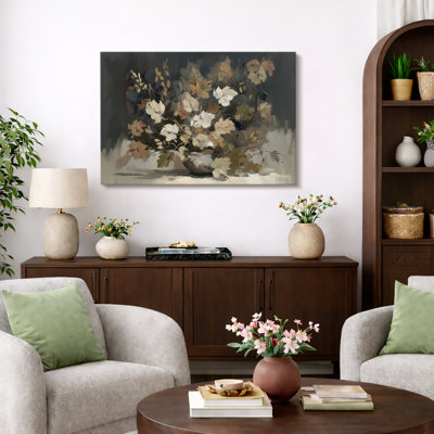 «Moody Floral Still Life», reproduction d'art sur toile encadrée, impression sur toile