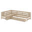Lit plateforme simple en forme de L avec 3 tiroirs de rangement, cadre de lit en bois massif avec garde-corps de sécurité-958472541