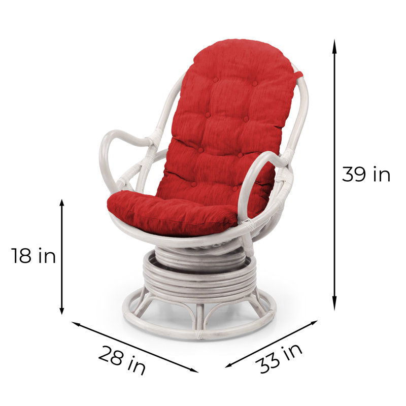 Upholstered Swivel Accent Chair, Red, White