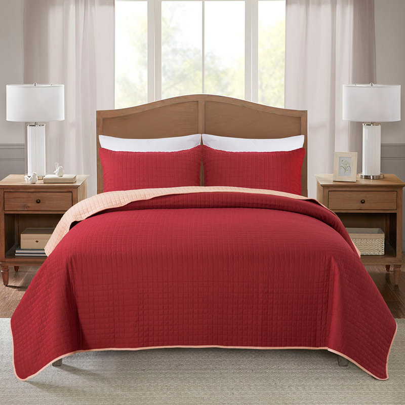 Ensemble de courtepointe 3 pièces, matelassé réversible avec 2 taies décoratives, couvre-lit en microfibre ultra doux pour toutes les saisons