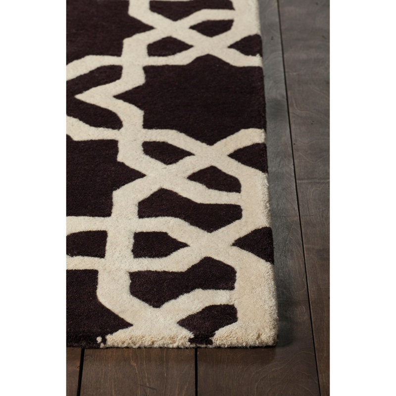 Tapis brun et blanc en laine touffeté à la main Acworth, 7 pi x 10 po