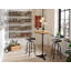 Hallie Oak Round Solid Wood Top Metal Base Dining Table