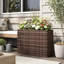 Jardinière rectangulaire haute avec doublure amovible et trous de drainage, grande jardinière en résine tressée marron pour fleurs et légumes d'intérieur et d'extérieur