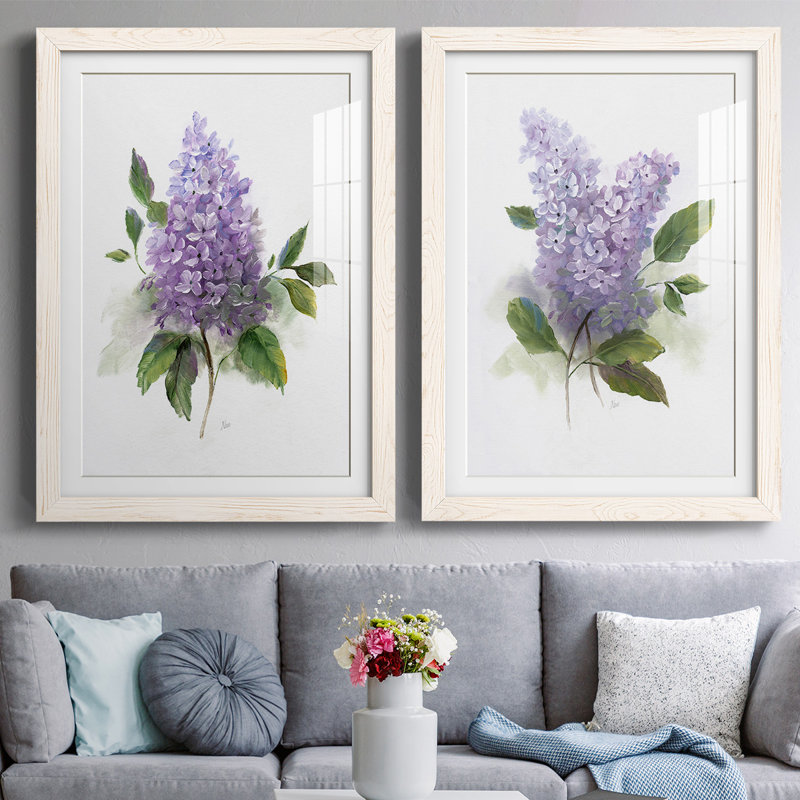 Lilas Romance I - 2 pièces, reproduction sur toile encadrée, Blanc, H 31,5 po x l 88 po x P 1,5 po