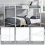 Lit superposé double au-dessus de double, cadre de lit superposé en métal robuste avec échelle intégrée et barrière de sécurité, cadre de lit superposé en métal bas pour enfants, aucun sommier requis, pour les petits espaces, blanc-369655421