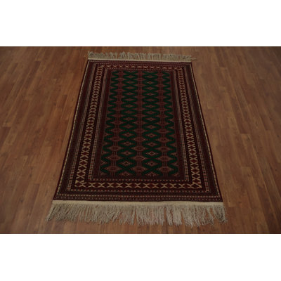 Dark Green Traditional Oriental Rug 4x6