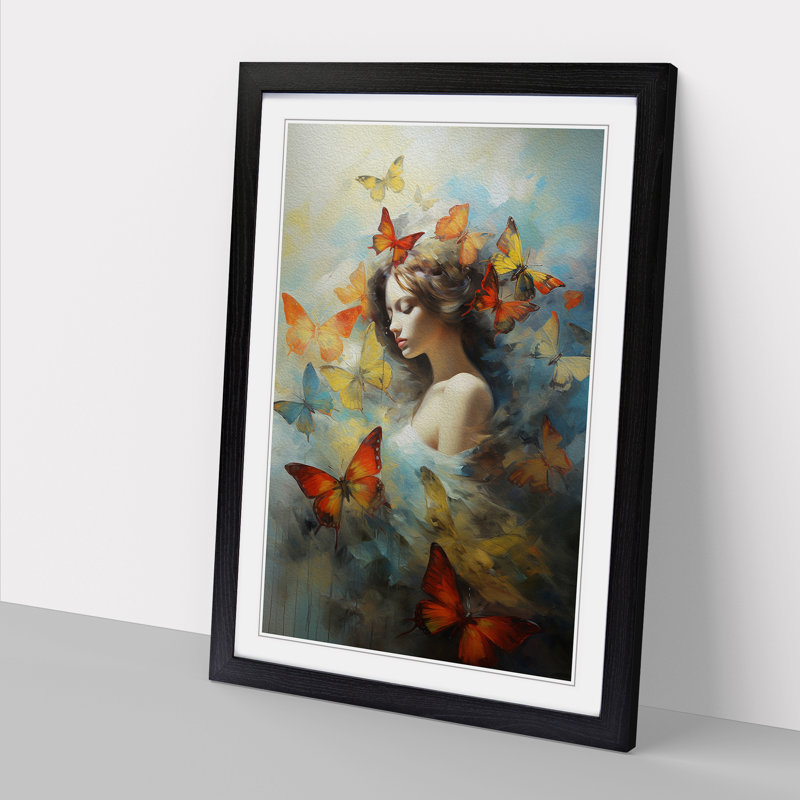 Butterfly Romanticism Art - Framed Print, Black Framed, 64cm H x 46cm W x 2cm D