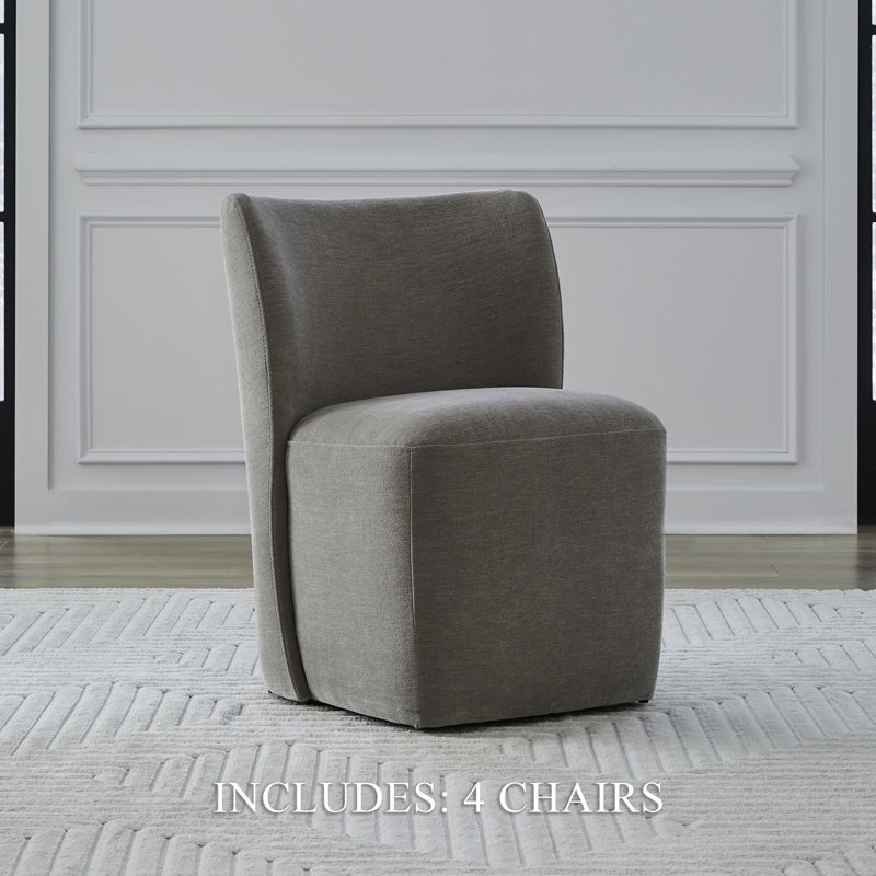 Faouzi Upholstered Dining Chairs w/ Casters, Truffle
