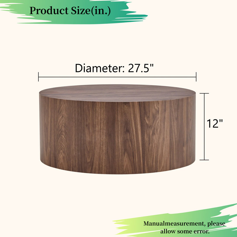 Table basse cylindrique Industrial, Bois brun foncé