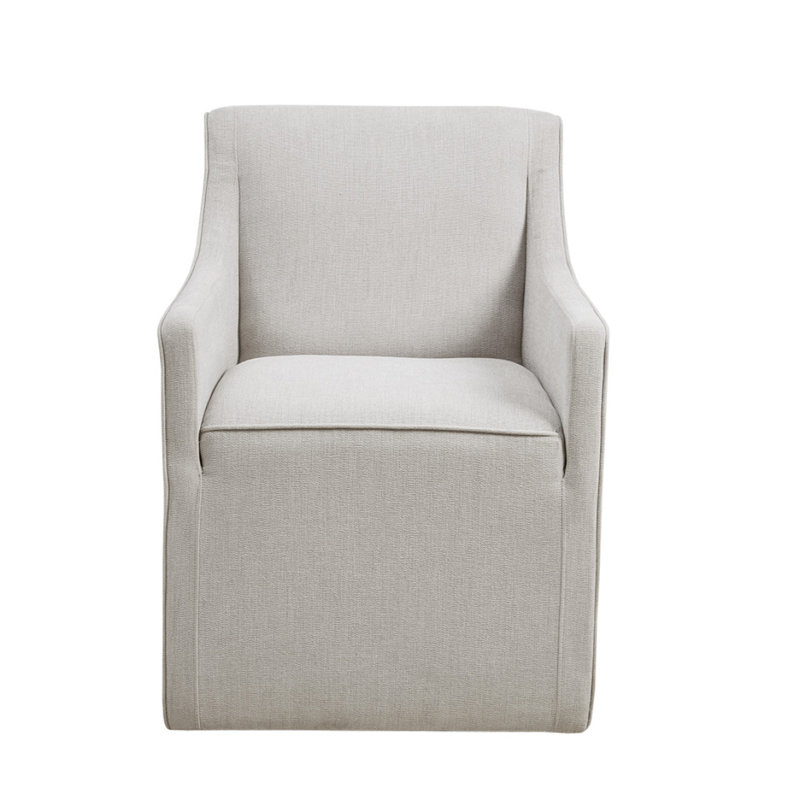 Slipcover Dining Arm Chair With Casters