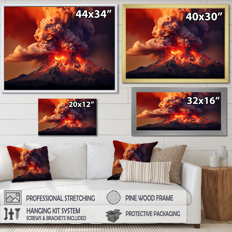 «Volcano Volcanic Explosion IV», reproduction sur toile, Toile tendue, H 12 po x l 20 po x P 1 po