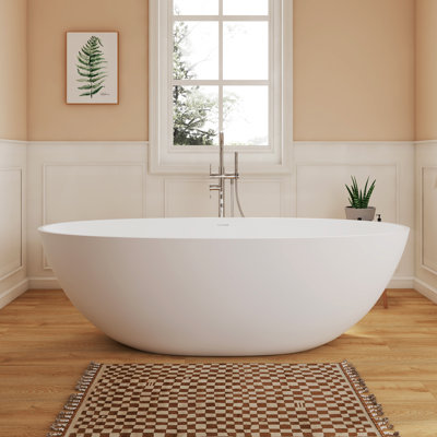 Fslefay 71'' Freestanding Bathtub Solid Surface Deep Soaking Tubs