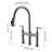 Kitchen Sink 3 Hole Faucet, Pull Down In Brushed Nickel, 2 Handles, Efficient Design Bridge , Nickel Finish, Modern-664185551