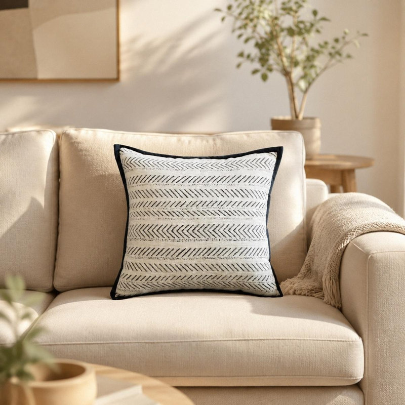 Ensemble de 2 housses de coussins décoratifs 17,7 x 17,7 po, White