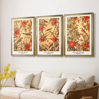 Série de pièces CXLVI de la collection Wm-Morris - Toile tendue sur mesure avec châssis - 3 pièces
