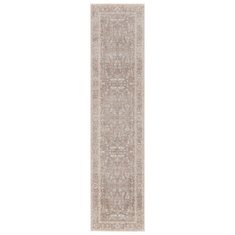 Oriental Gray Area Rug, Runner  3' x 8'
