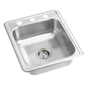 Drop-In Single Bowl Stainless Steel Kitchen Sink, 3, 20-Gauge