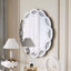 Miroir mural rond Silver Crush Diamond, 80 cm (31,5 pouces), cadre ondulé, idéal pour le salon, la salle de bain, la chambre ou le couloir.-1083911792
