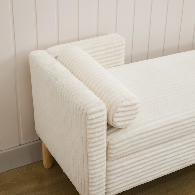 Upholstered Storage Bench, Ivory