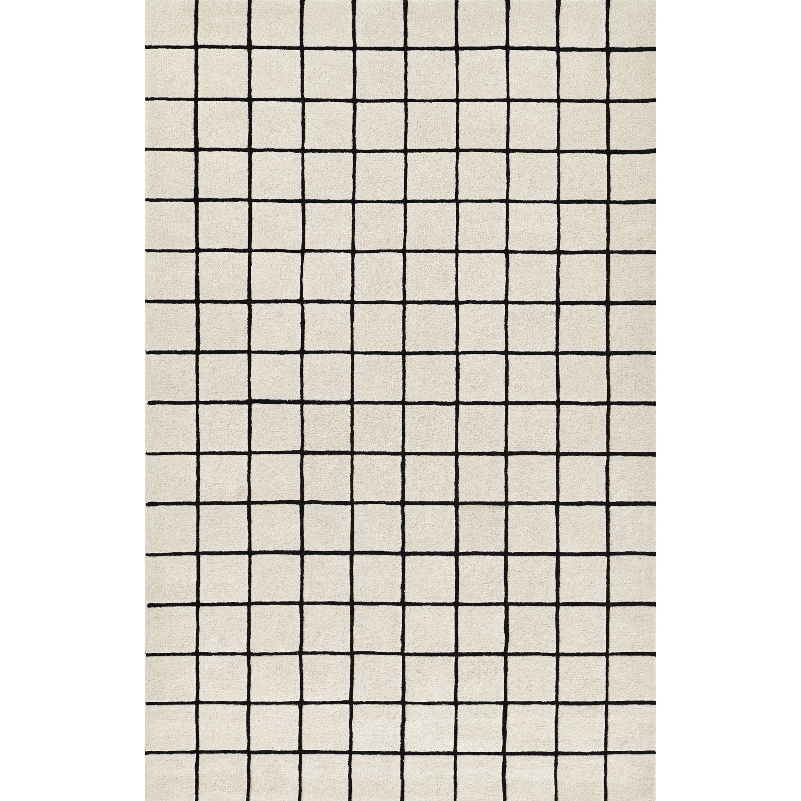 Montara Ivory Hand-Tufted Geometric Wool Rug, Rectangle 7'10" x 10'