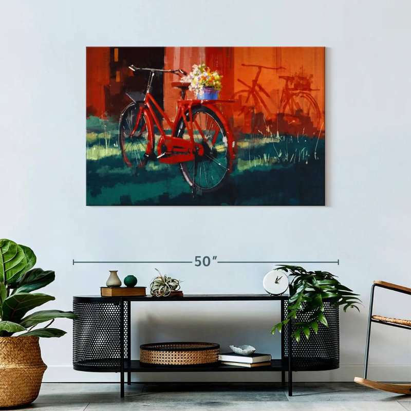 Mehar Red Bike, 30" H x 45" W