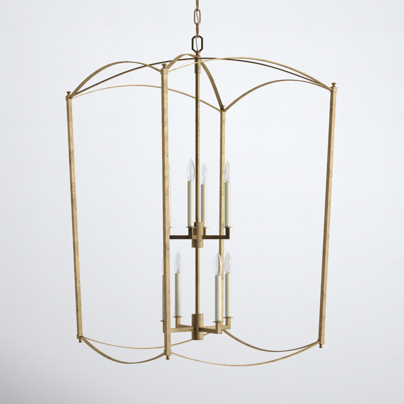 Olive 3-Light Metal Dimmable Lantern Chandelier, Antique Gold