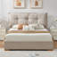 Lit plateforme tapissier avec tête de lit amovible de style coussin Braya, 2 grands tiroirs en bois, beige, grand-305529186-305529213