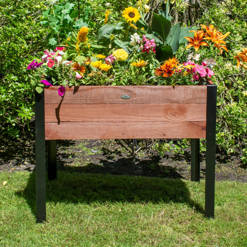 Wood Planter Box, Natural Brown, 31" H x 24" W x 37" D