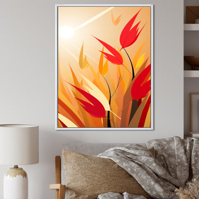 «Retro Autumn Leaves In The Meadows», impression d'art mural plumes