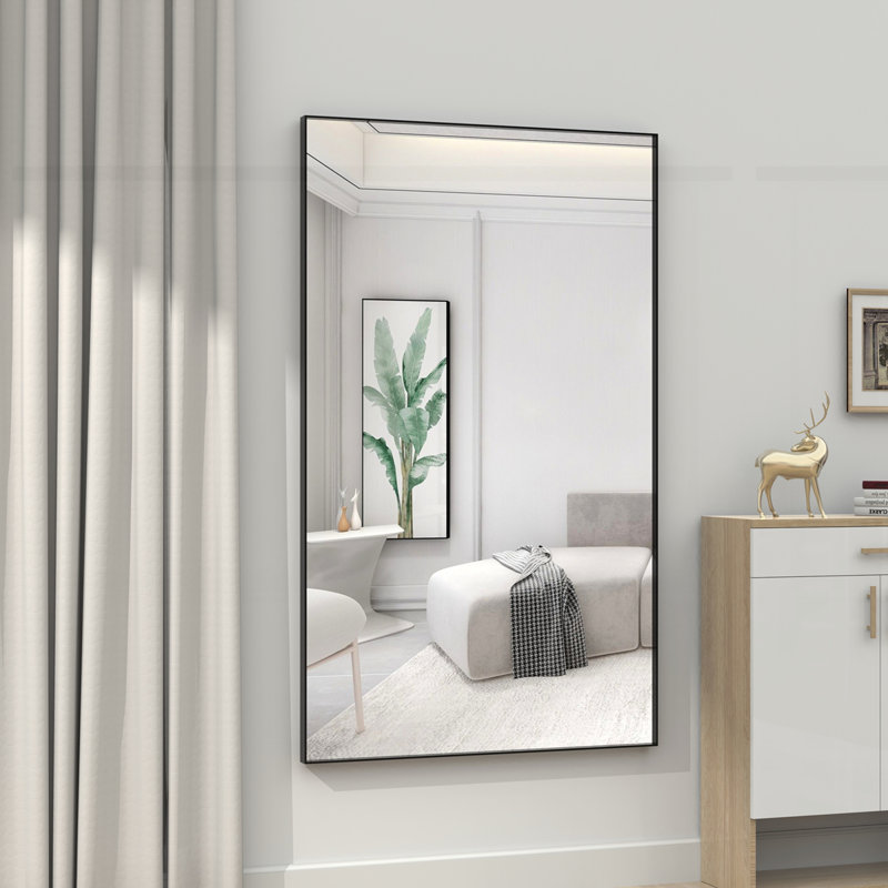 Miroir de salle de bain rectangulaire surdimensionné moderne, 60 po x 40 po, Noir