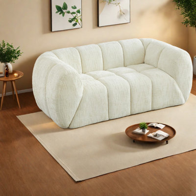 Canapé confortable en chenille moderne, conception matelassée à assise profonde pour la maison