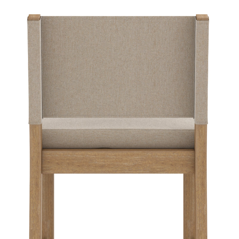 Tabouret de comptoir en bois rembourré, Lin naturel, Tabouret de comptoir (siège d'une hauteur de 24 p, 1